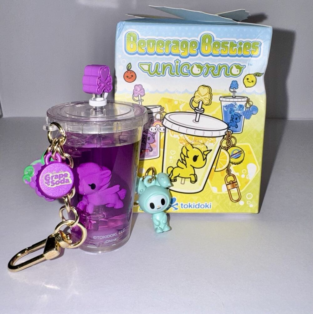 Tokidoki Unicorno Beverage Besties Blind Box Keychain - Purple Grape Soda